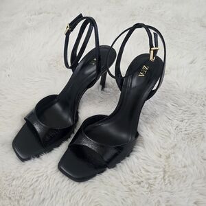 Zara Elegant Black Heeled Sandals